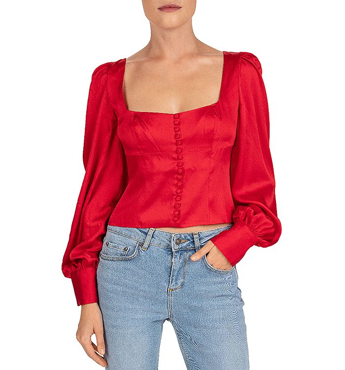 THE KOOPLES FRONT-BUTTON SATEEN TOP,FTOP19075K