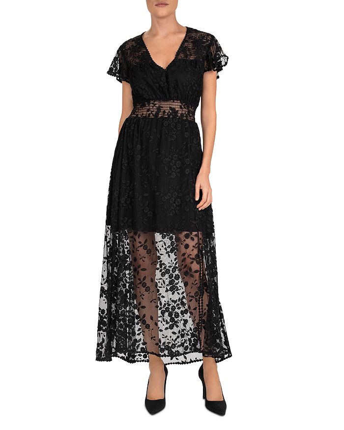 THE KOOPLES FLORAL TULLE MAXI DRESS,FROB19089K