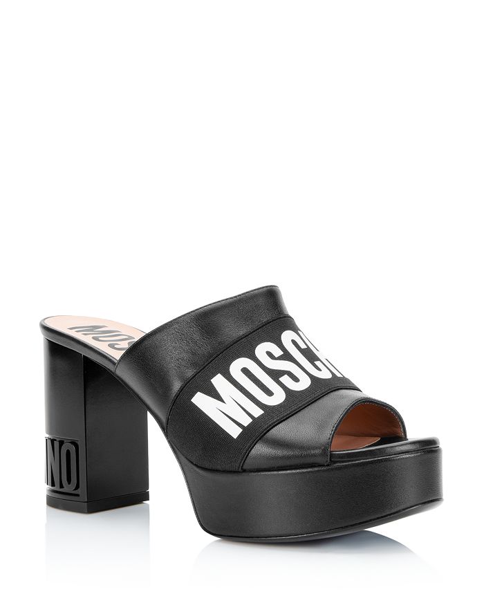 Moschino Women's Logo Platform Sandals In Black