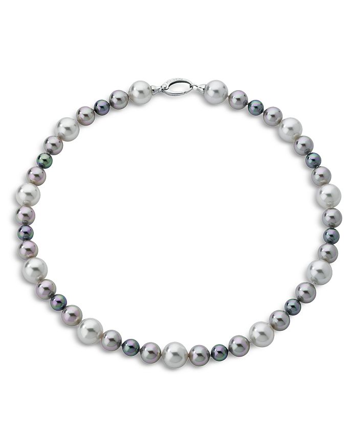 Majorica Simulated Pearl Necklace In Sterling Silver, 18 In Gray/multi