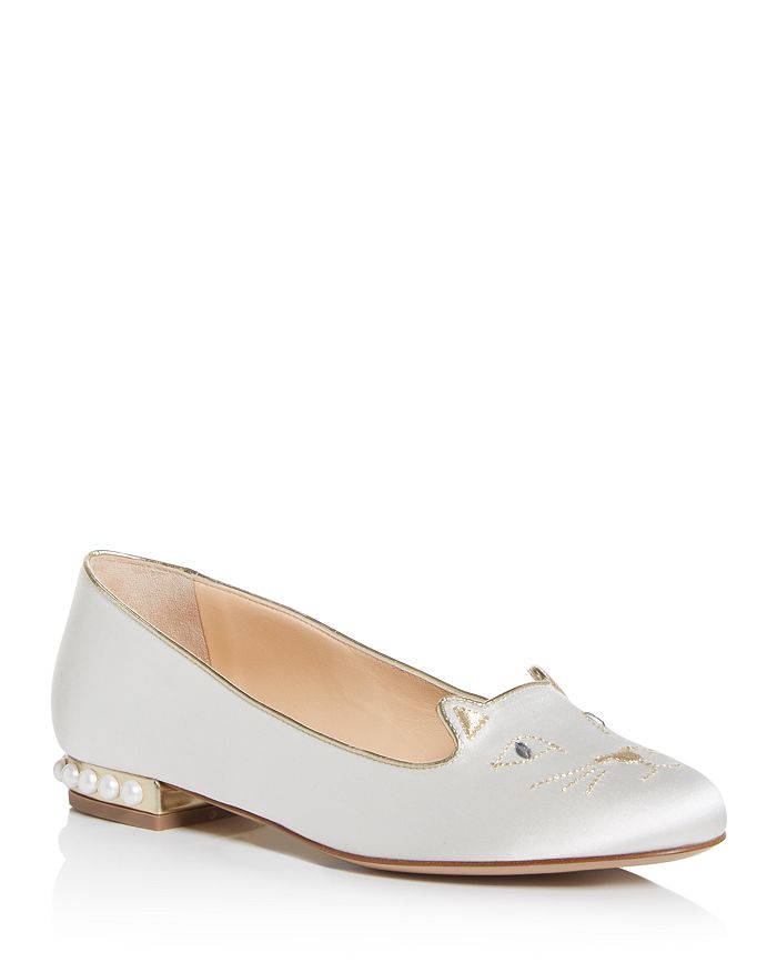Charlotte Olympia Women S Bejewelled Kitty Flats Something Blue