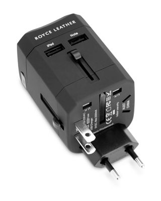 International Travel Adapter in Leather Carrying Case