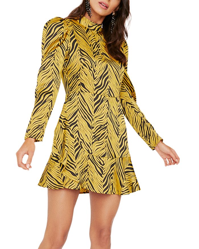 Rahi Sophie Tigress Mini Dress In Yellow Tiger Modesens