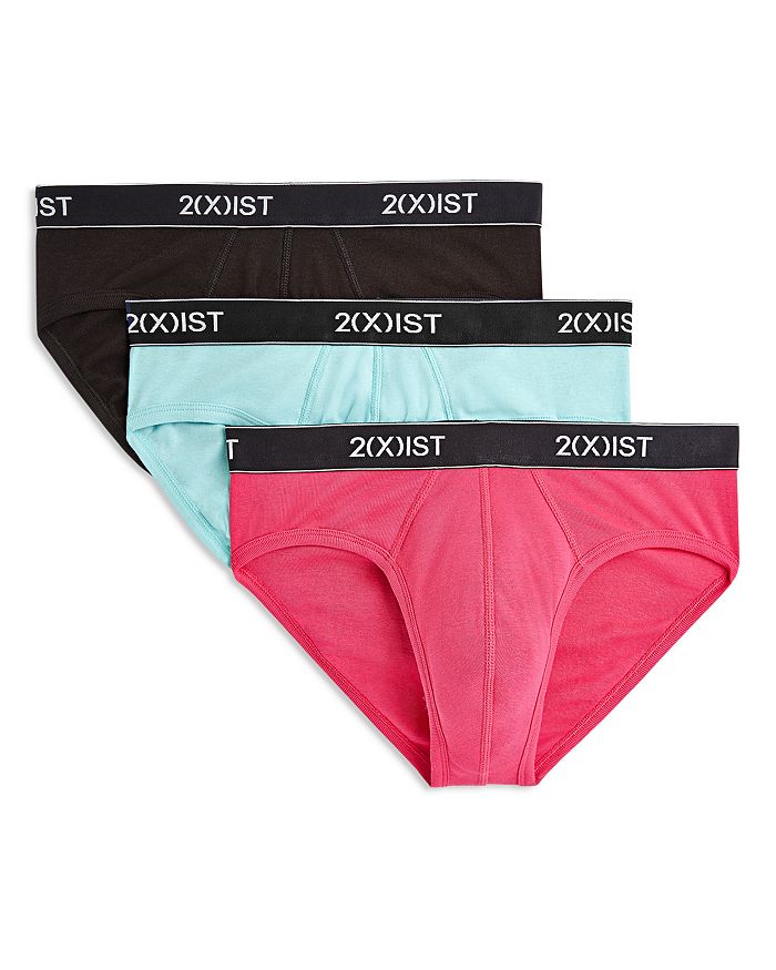 2(x)ist 3-pack Cotton No Show Briefs In Beetroot/black/angle Blue