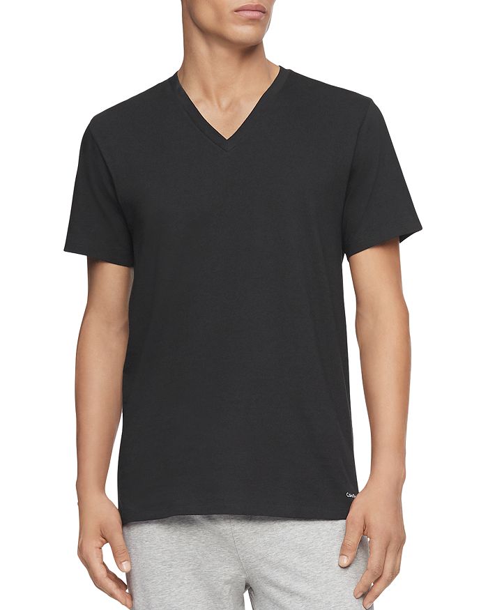 Shop Calvin Klein Short-sleeve V-neck Tee In Black