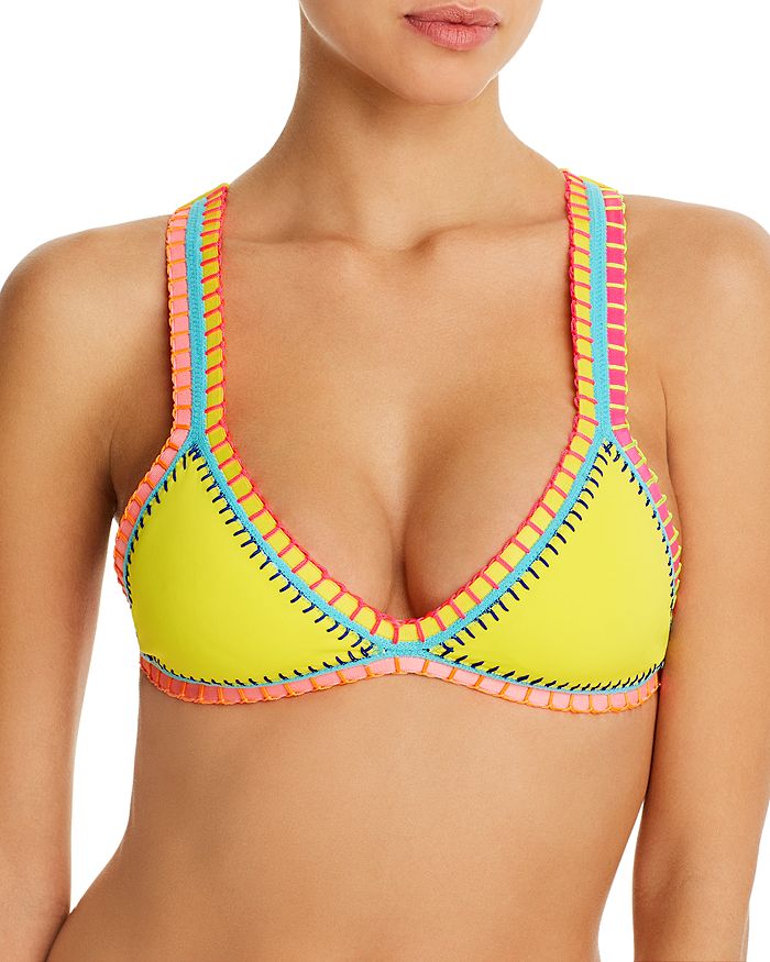 Platinum Inspired By Solange Ferrarini Neon Yellow Whipstitched Triangle Bikini Top - 100% Exclusive In Dandelion
