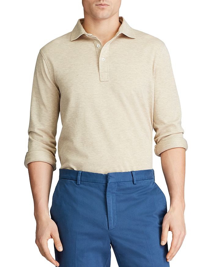Polo Ralph Lauren Custom Slim Fit Long-sleeve Polo Shirt In Dune Tan