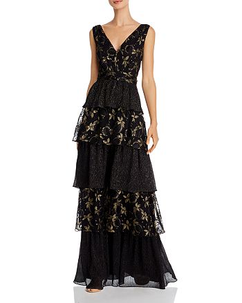 rachel zoe lennon metallic embroidered gown