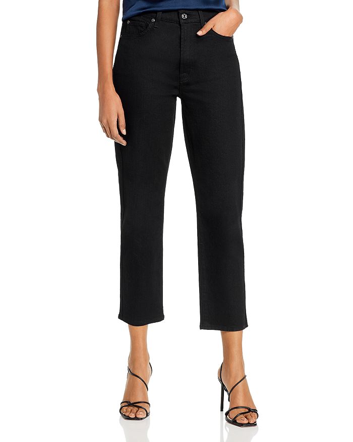 7 FOR ALL MANKIND CROPPED STRAIGHT JEANS IN NO FADE BLACK,AU8737302