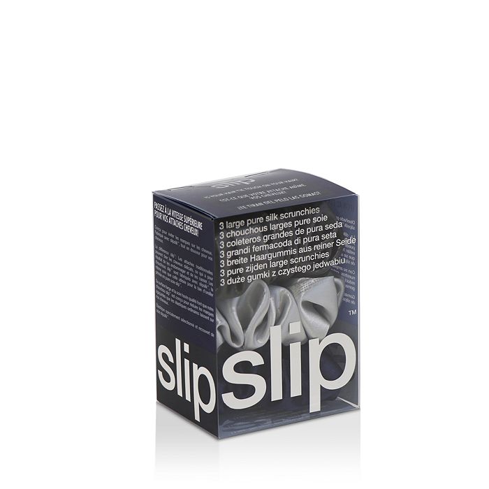 Slip Pure Silk 3-pack Large Scrunchies In Navy, Charcoal, Silver