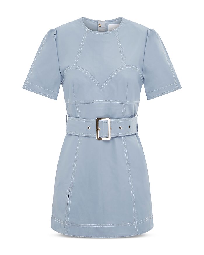 Alice Mccall Incantations Belted Leather Mini Dress In Mist