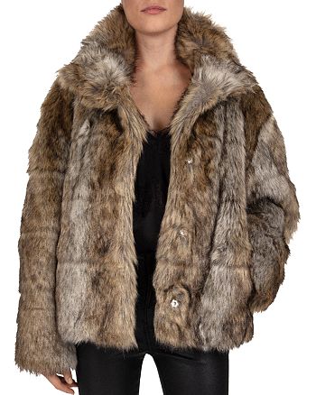 The Kooples Line Grooved Faux-Fur Coat | Bloomingdale's