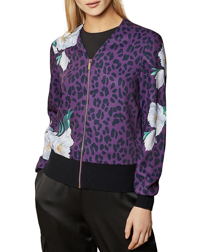 Shop Ted Baker Willow Wilderness Print Bomber Jacket In Black