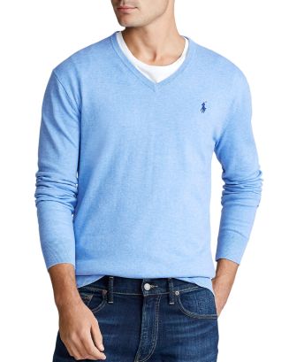 【送料&関税込】Polo Ralph Lauren Logo Embroidered V-neck Ju Polo Ralph Lauren Logo Embroidered V-neck Jumper | Blue