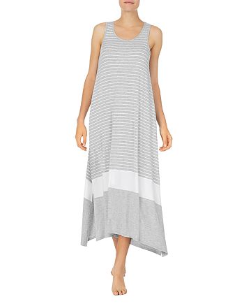 Donna Karan Striped Sleeveless Long Nightgown | Bloomingdale's