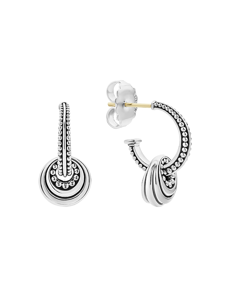 Lagos Sterling Silver Signature Caviar Fluted Disc Hoop Earrings