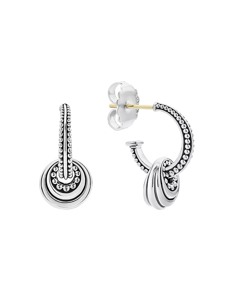 Lagos Sterling Silver Signature Caviar Fluted Disc Hoop Earrings