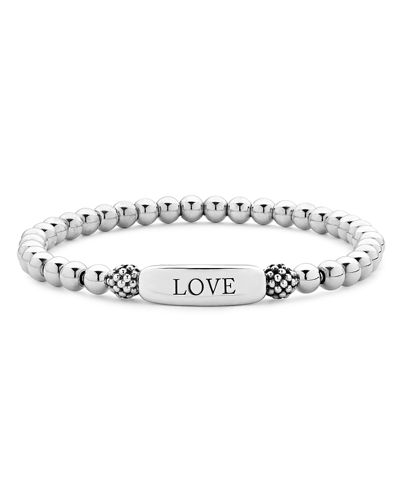 Lagos Sterling Silver Signature Caviar Love Station Bracelet In Silver