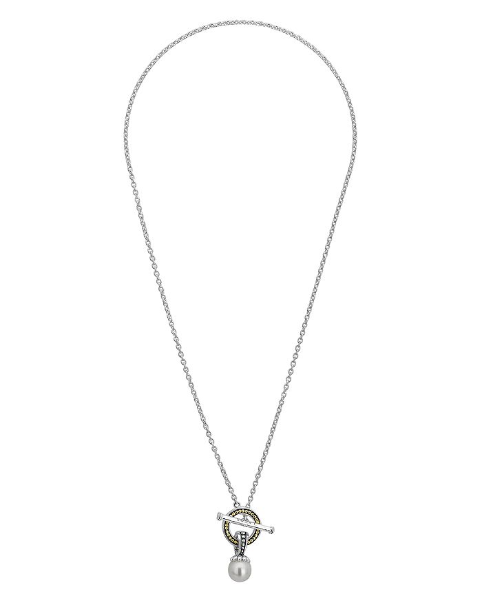Shop Lagos Sterling Silver Luna Cultured Freshwater Pearl Toggle Necklace, 18 In Multi/silver