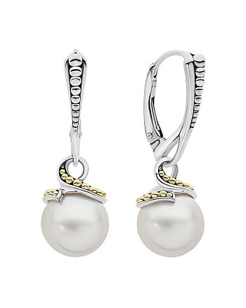 LAGOS - Sterling Silver & 18K Yellow Gold Luna Cultured Freshwater Pearl Drop Earrings