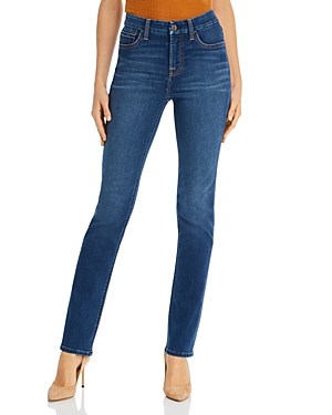 Jen 7 High Rise Slim Straight Jeans in Classic Medium Blue