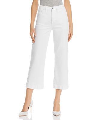cropped wide leg white jeans