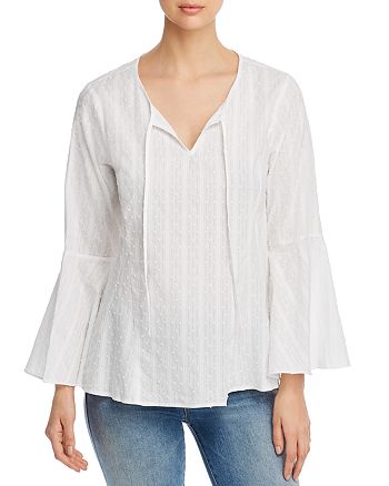 Cupio Cotton Embroidered Flare-Sleeve Top | Bloomingdale's