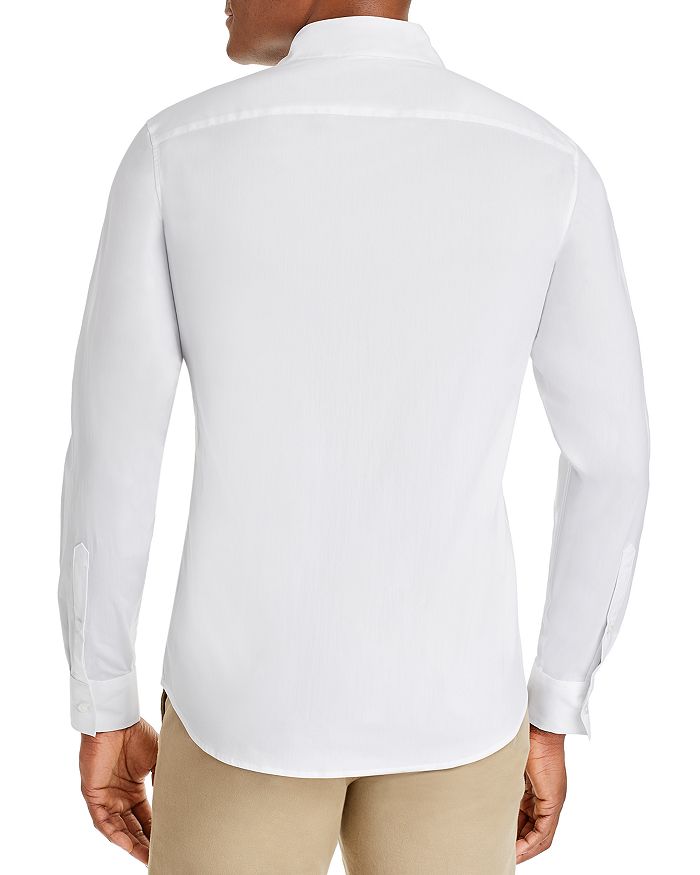 Shop Michael Kors Slim Fit Long Sleeve Stretch Cotton Button Down Shirt In White