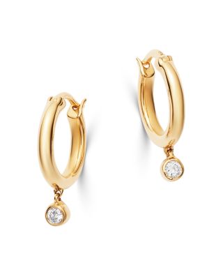 hoop earrings with diamond drop