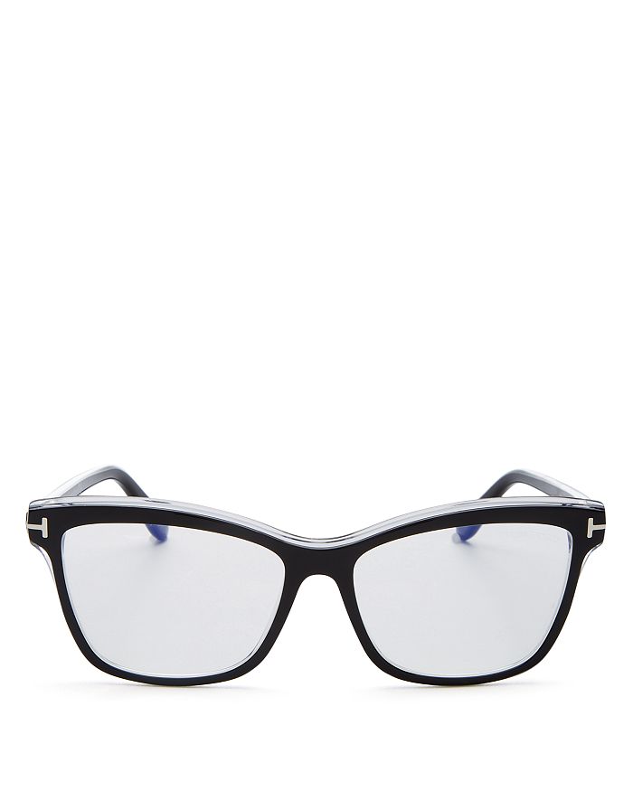 Tom Ford Women's Square Blue Light Glasses, 55mm In Black