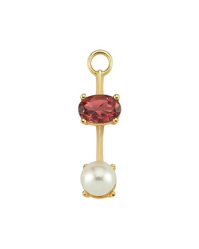 Own Your Story 14k Yellow Gold Pink Tourmaline & Cultured Freshwater Pearl Earring Connector Charm In Pink Tourmaline/gold