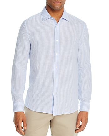 The Men's Store at Bloomingdale's Linen Stripe Classic Fit Shirt - 100% ...