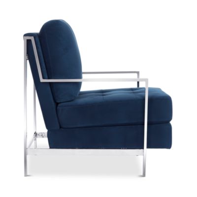 Walden Modern Tufted Linen Chrome Accent Chair