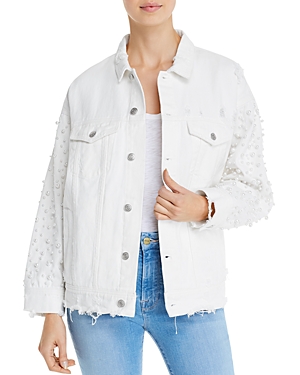 Sunset & Spring Embellished Denim Jacket - 100% Exclusive In White