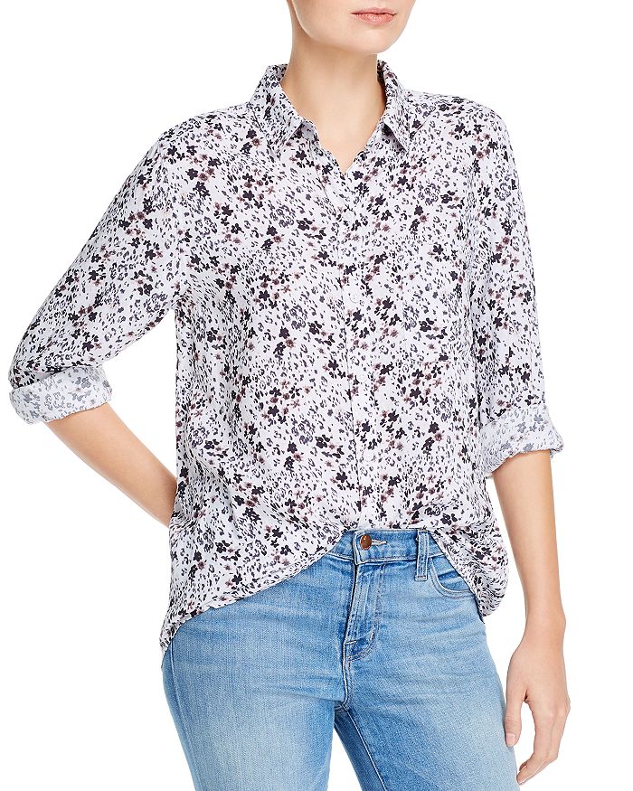 Beachlunchlounge Printed Button-down Top In Neutral Florets