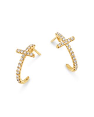 diamond cross hoop earrings