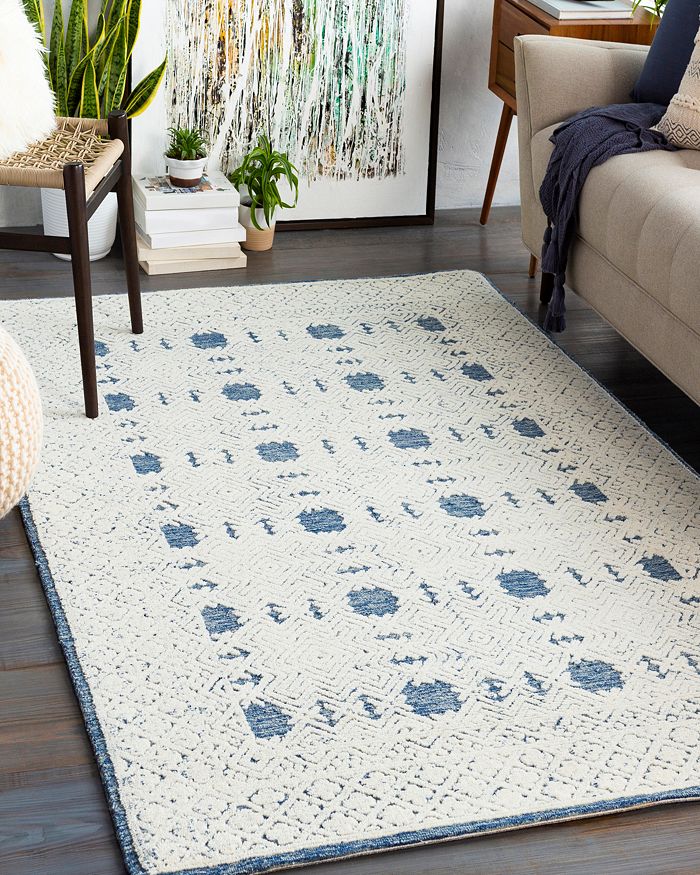 Shop Surya Louvre Lou-2300 Area Rug, 4' X 6' In Navy/cream/ice Blue