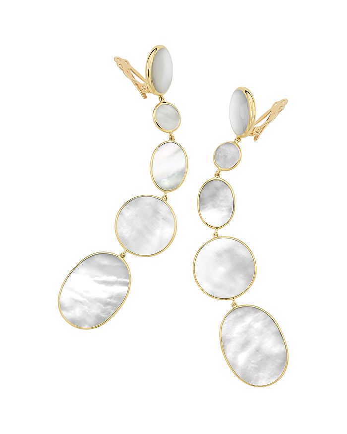 IPPOLITA 18K YELLOW GOLD POLISHED ROCK CANDY MOTHER-OF-PEARL CLIP-ON GRADUATED DROP EARRINGS,GE2165MOPCLIP