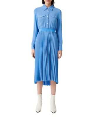 blue midi shirt dress