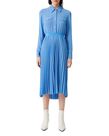 Maje - Rosana Pleated Midi Shirtdress