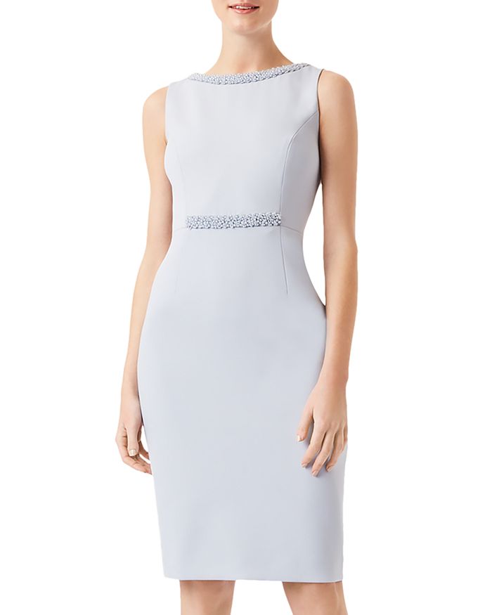 Hobbs London Gill Embellished Sheath Dress In Pale Blue
