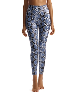 Commando Faux Leather Animal Print Leggings In Blue Snake