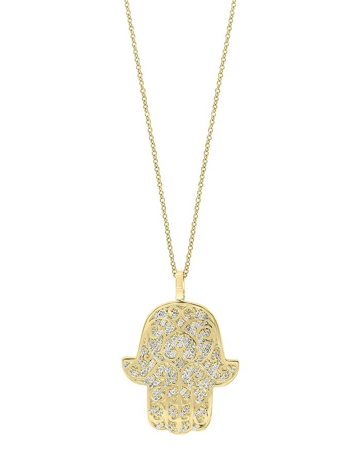 Bloomingdale's - Diamond Hamsa Hand Pendant Necklace in 14K Yellow Gold, 0.90 ct. t.w. - 100% Exclusive
