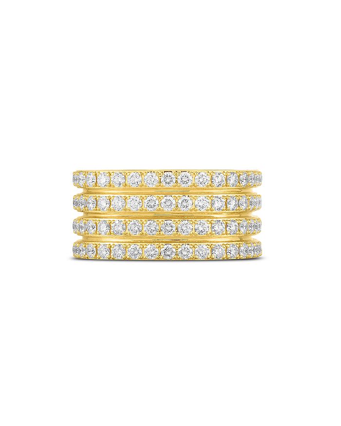 Roberto Coin 18k Yellow Gold Portofino Diamond Multi-row Ring In White/gold