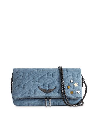 Zadig & Voltaire Star-Studded Chain-Strap Denim Handbag 