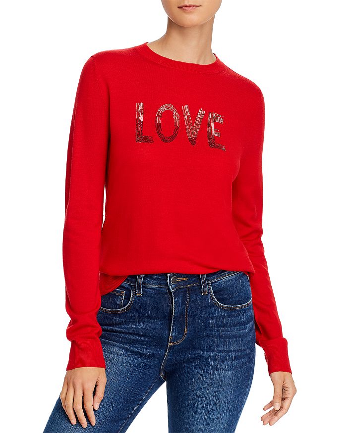 Aqua Zadig & Voltaire X  Embellished Merino Sweater - 100% Exclusive In Rouge