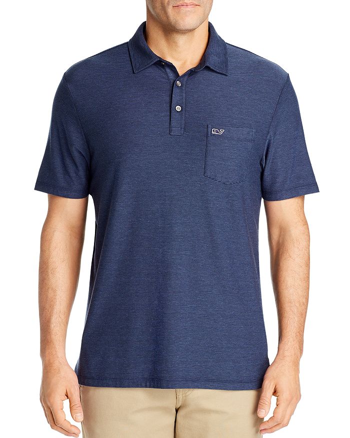 Vineyard Vines Striped Classic Fit Polo Shirt In Deep Bay