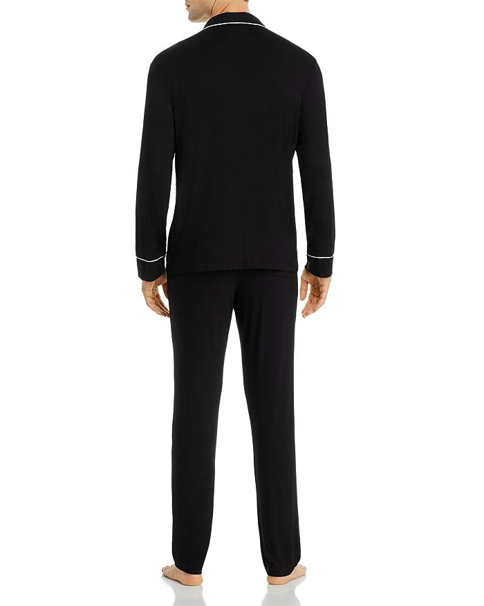 Eberjey William Contrast-piping Stretch-jersey Pyjama Set In Black/ivory