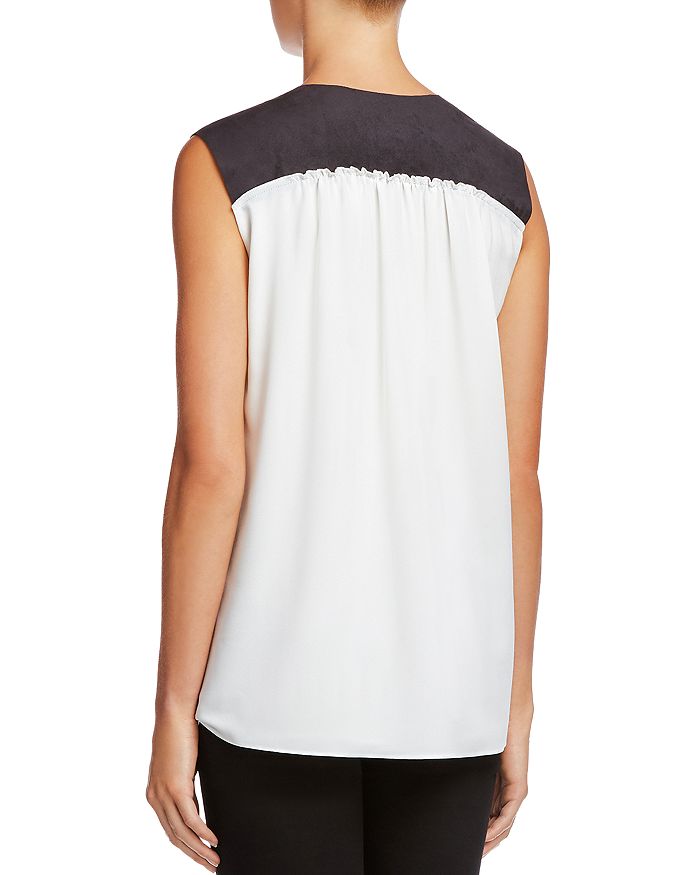BAILEY44 SLEEVELESS FAUX-LEATHER TRIM TOP,401-101