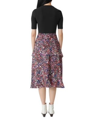 maje bimaterial midi dress